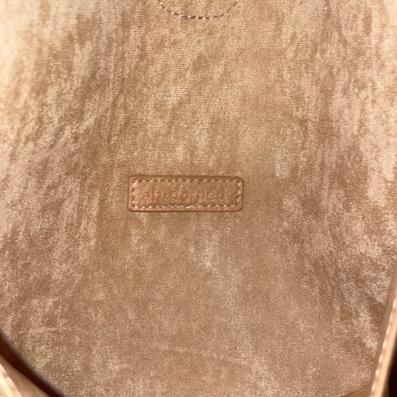 Ahdorned camel suede large crossbody purse with two straps - Picture 2 of 5